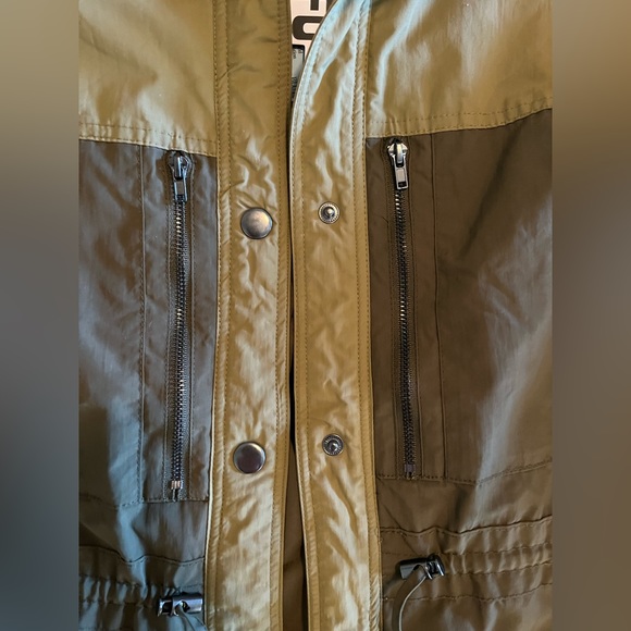 Oversized Future Collective Two-Tone Quilt Lined Utility Jacket Olive Green - Picture 4 of 10